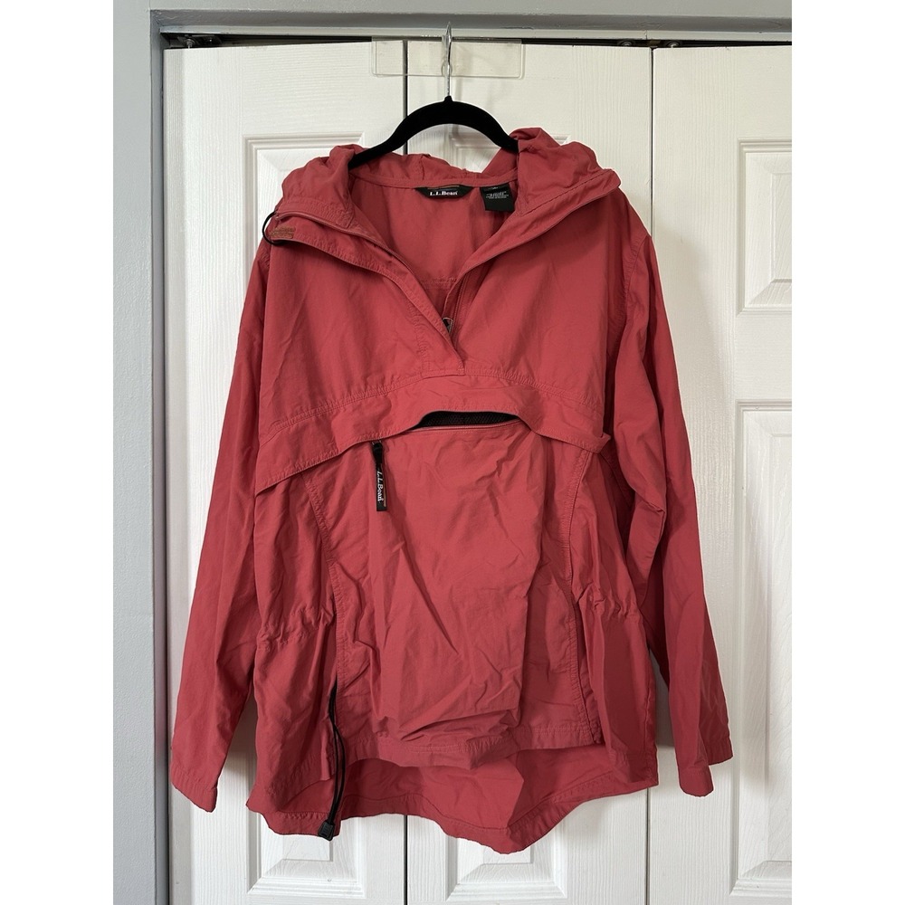 L.L. Bean Packable Pullover Mountain Classic Anorak Hooded Coat Jacket Pink L